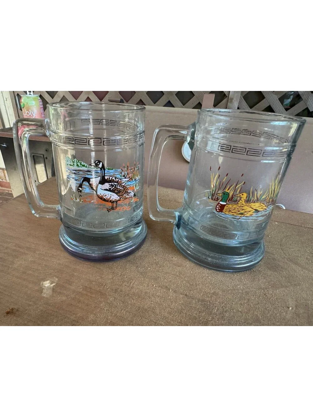 Princess House Crystal Beer Steins Mugs - Mallard Duck & Canadian Geese